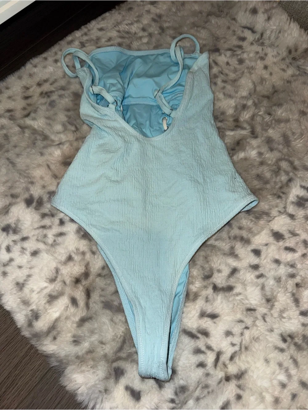 Frankie's Bikinis Light Blue Lace-Up One-Piece Swimsuit